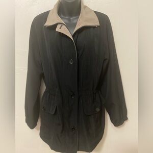 Gallery~Neutral~Knee-Length~Trench Coat~Waist Drawstring/Toggle~Zip Close~Size S